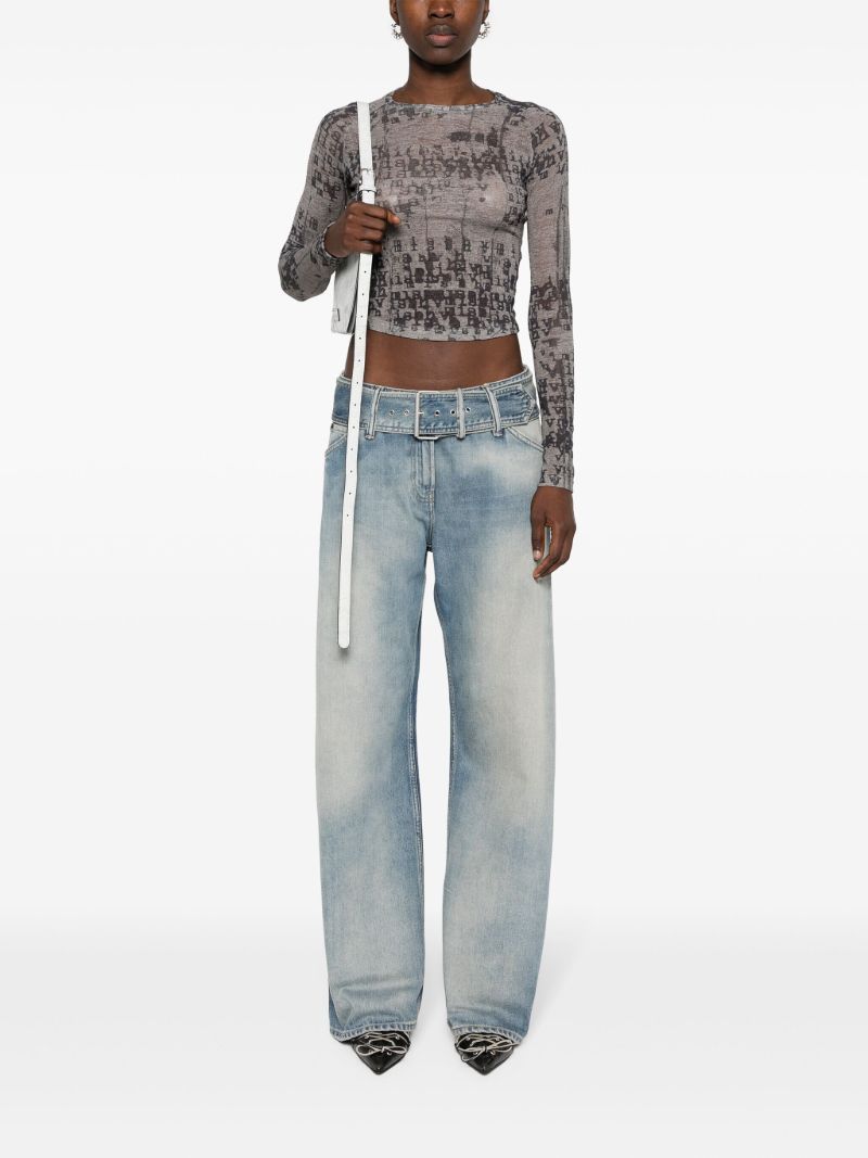 Blue Low-rise Wide-leg Jeans