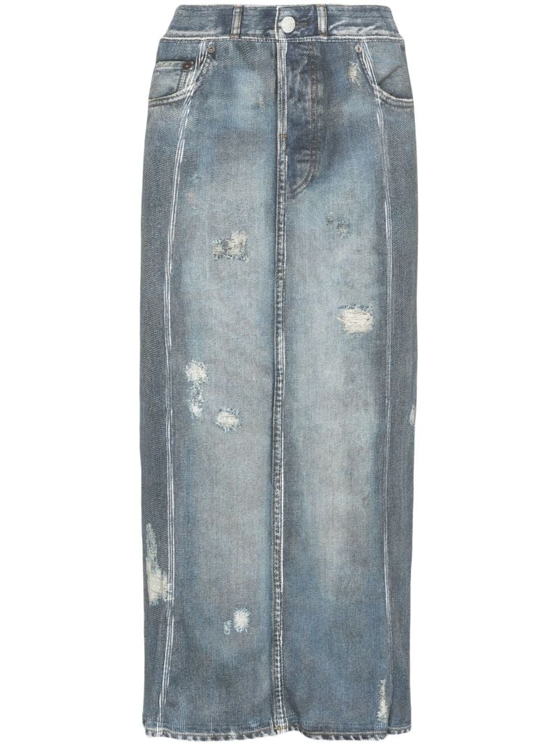 Blue Trompe-l'oeil Denim Skirt