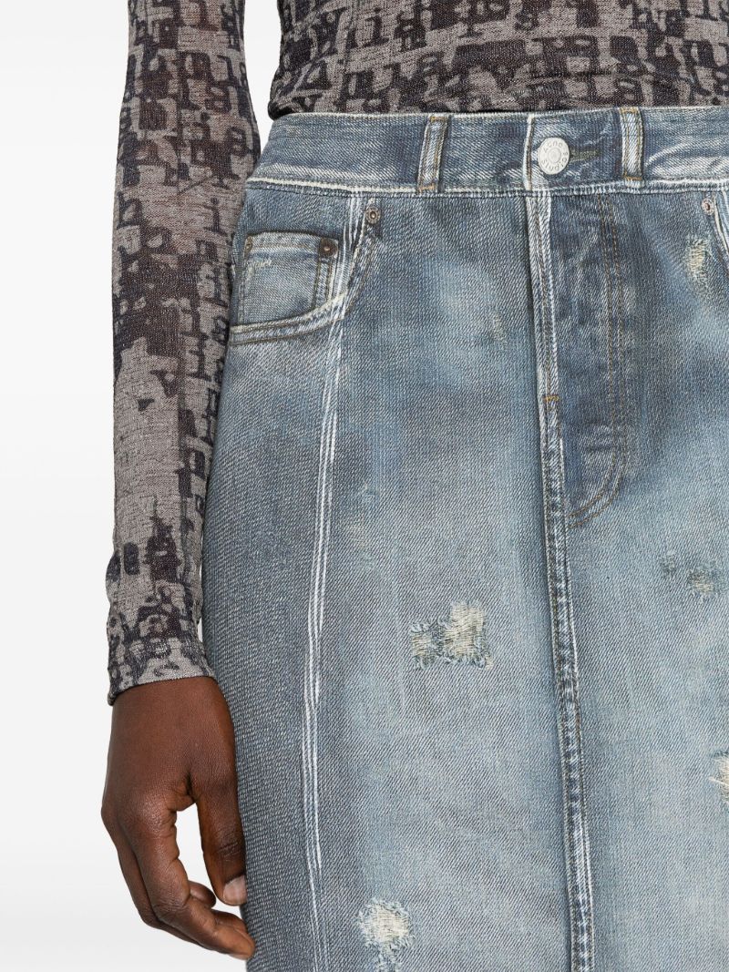 Blue Trompe-l'oeil Denim Skirt