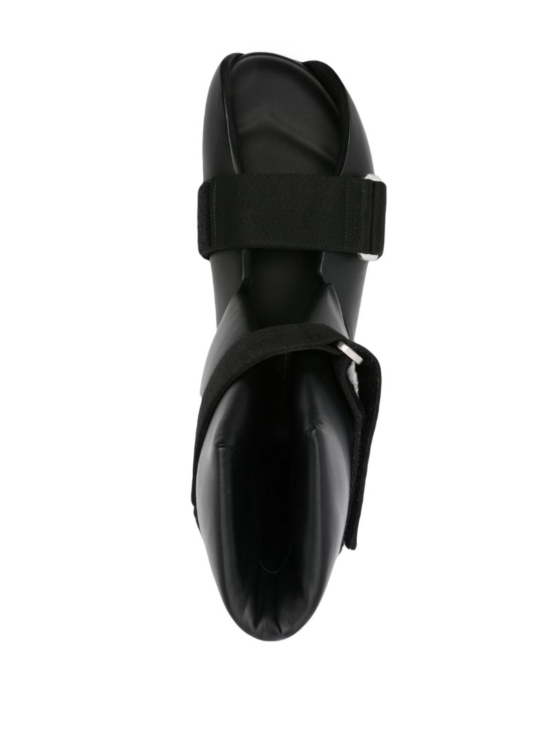 Black Splint Open-toe Leather Boots