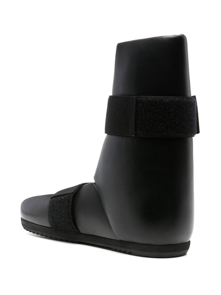 Black Splint Open-toe Leather Boots