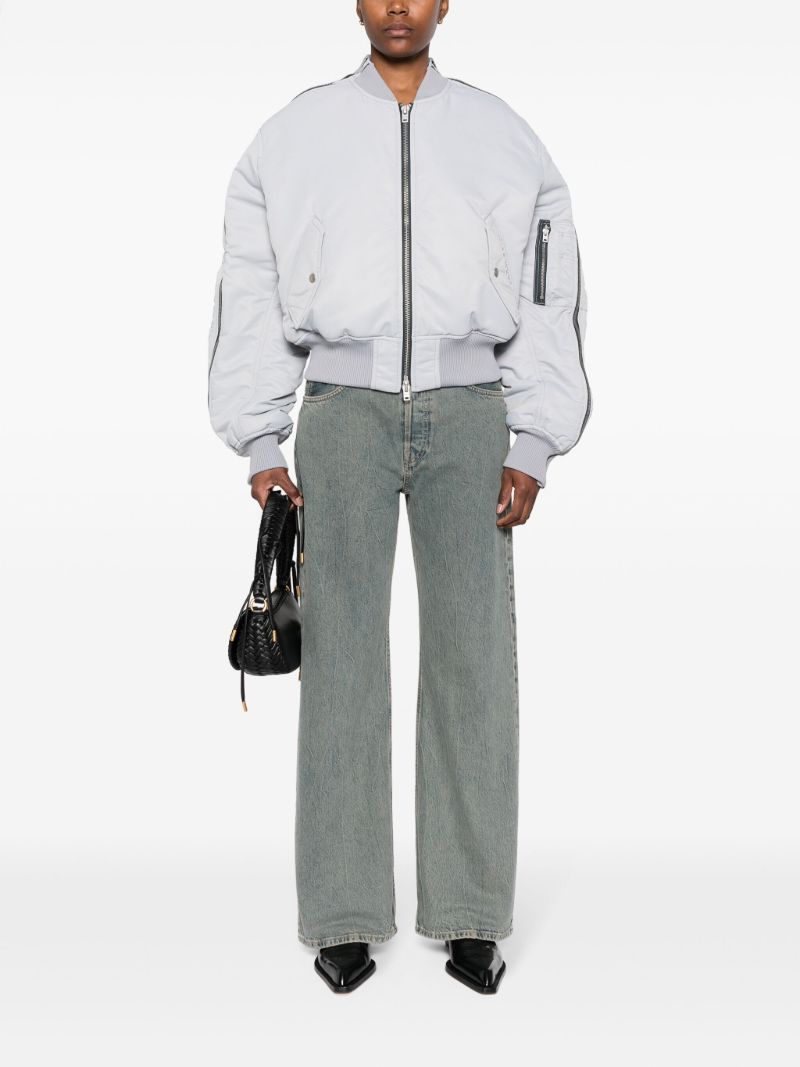 Blue Zipped Padded Bomber Jacket