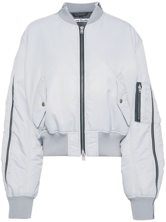 Blue Zipped Padded Bomber Jacket