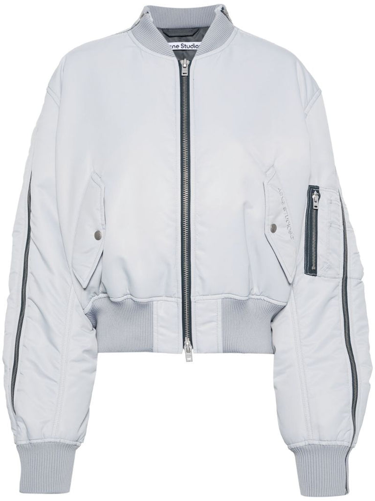 Blue Zipped Padded Bomber Jacket