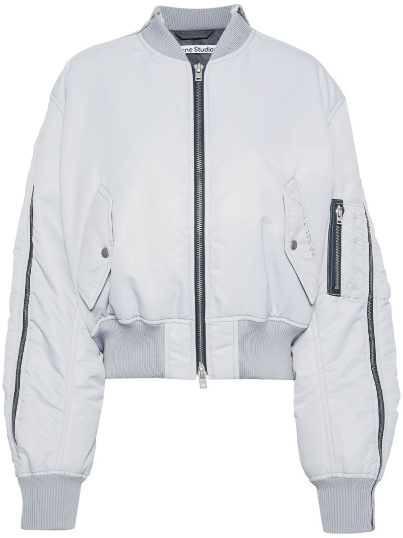 Blue Zipped Padded Bomber Jacket
