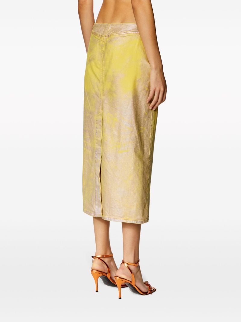 Yellow De-pra-s2 Laminated Midi Skirt