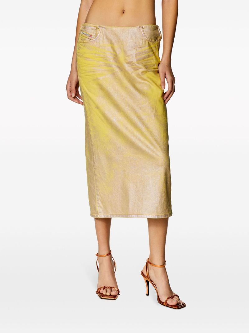 Yellow De-pra-s2 Laminated Midi Skirt