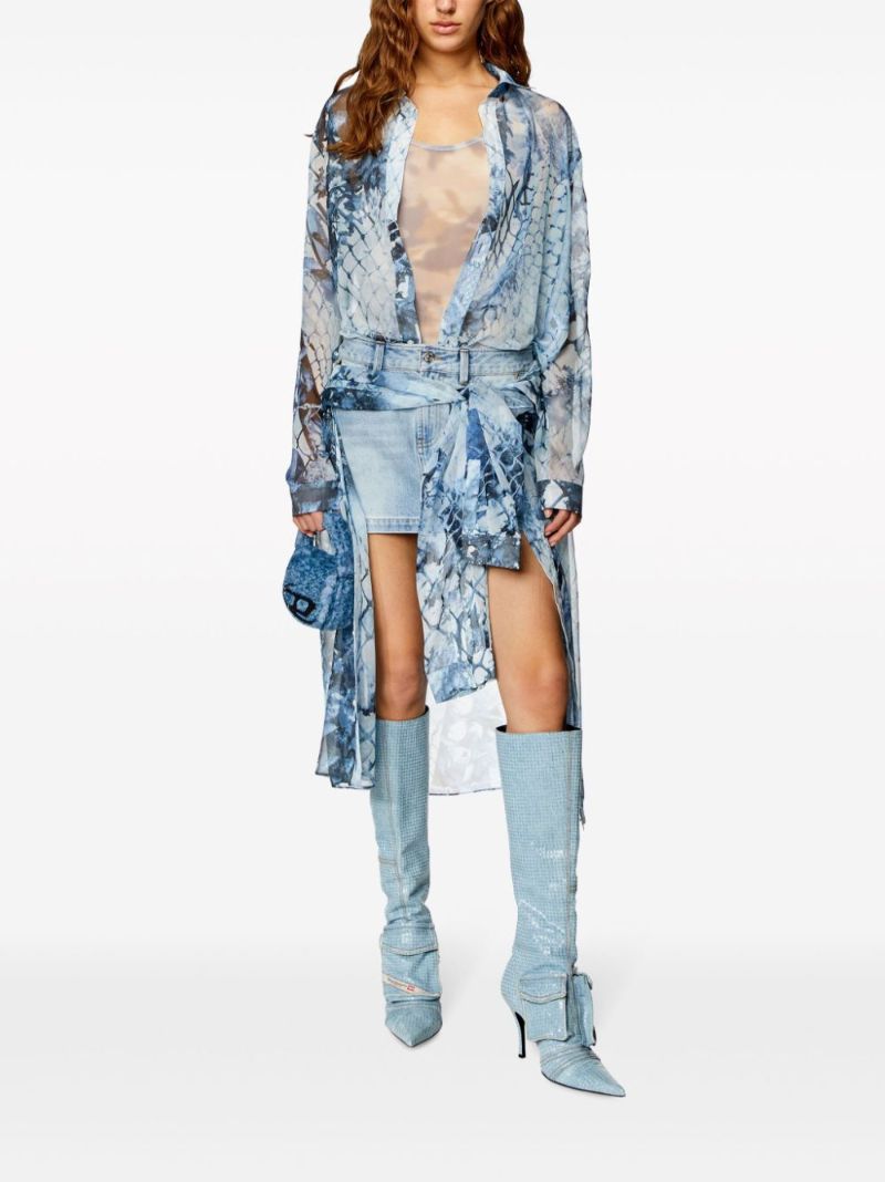 Blue D-jeaniel Snakeskin-print Shirt Dress