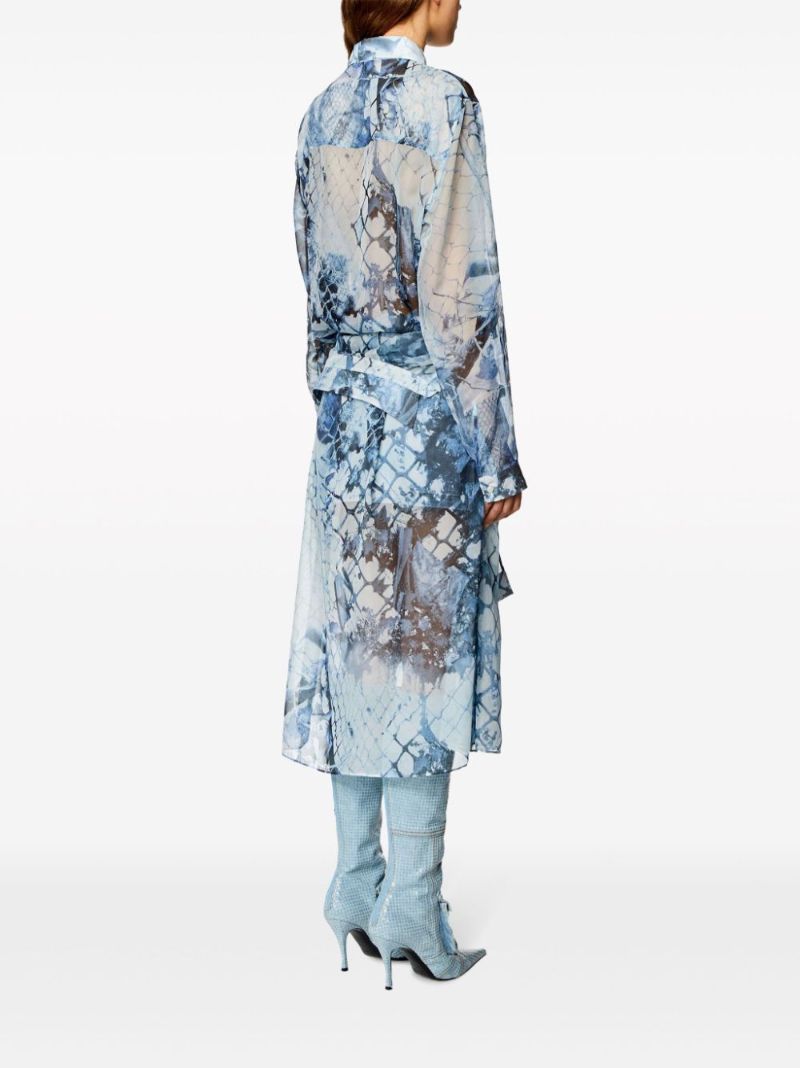 Blue D-jeaniel Snakeskin-print Shirt Dress