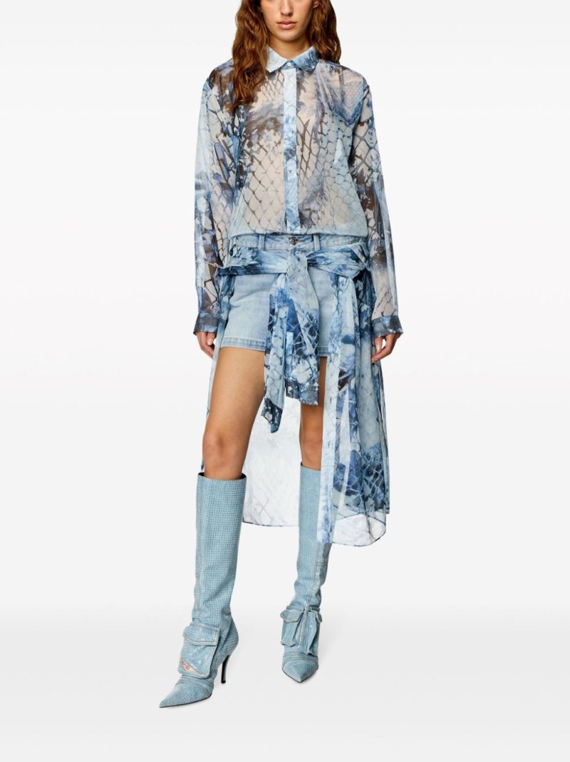 Blue D-jeaniel Snakeskin-print Shirt Dress