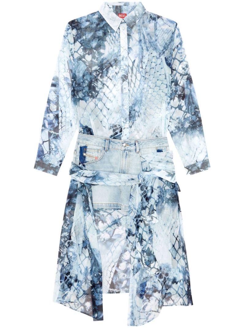 Blue D-jeaniel Snakeskin-print Shirt Dress