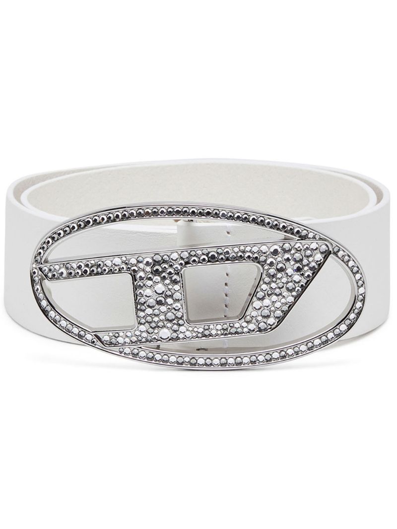 White 1dr Crystal-embellished Belt