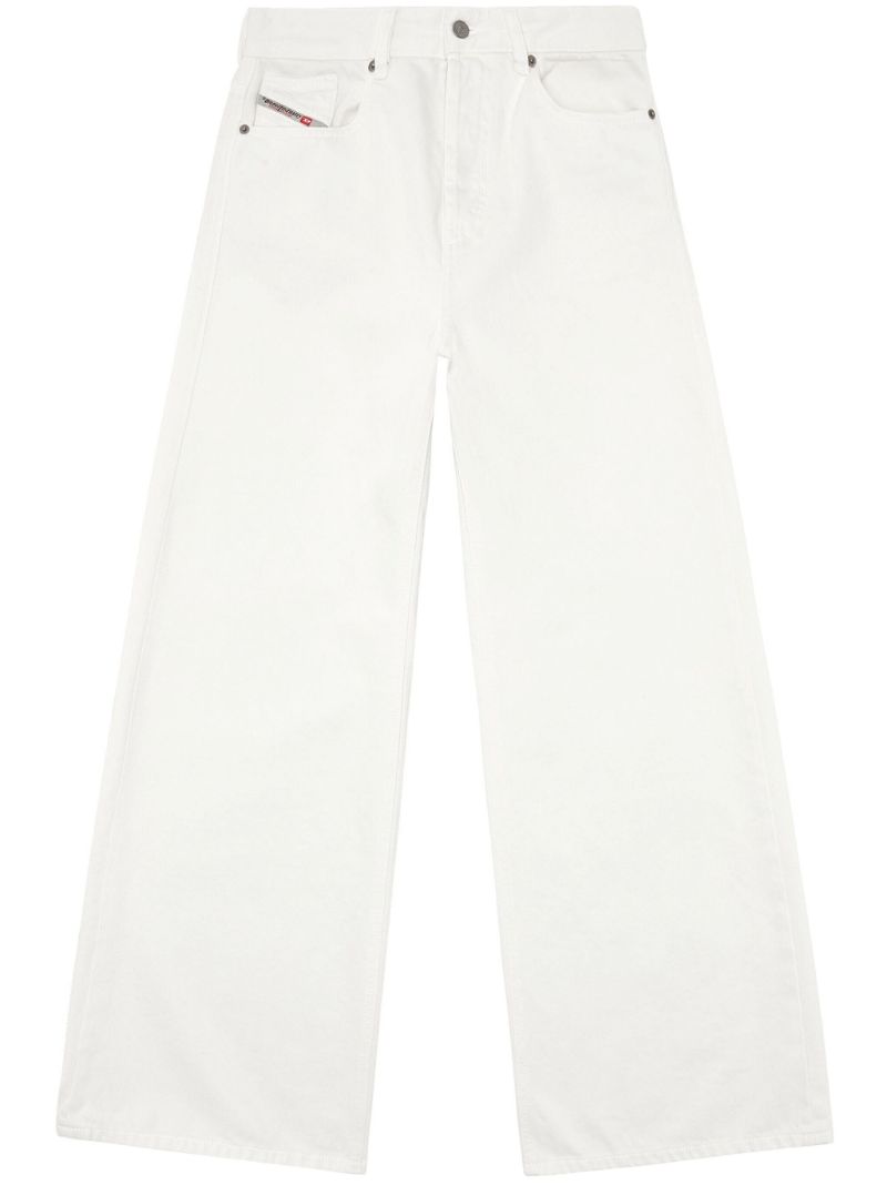 White Low-rise Wide-leg Jeans