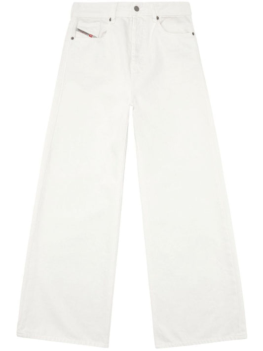White Low-rise Wide-leg Jeans