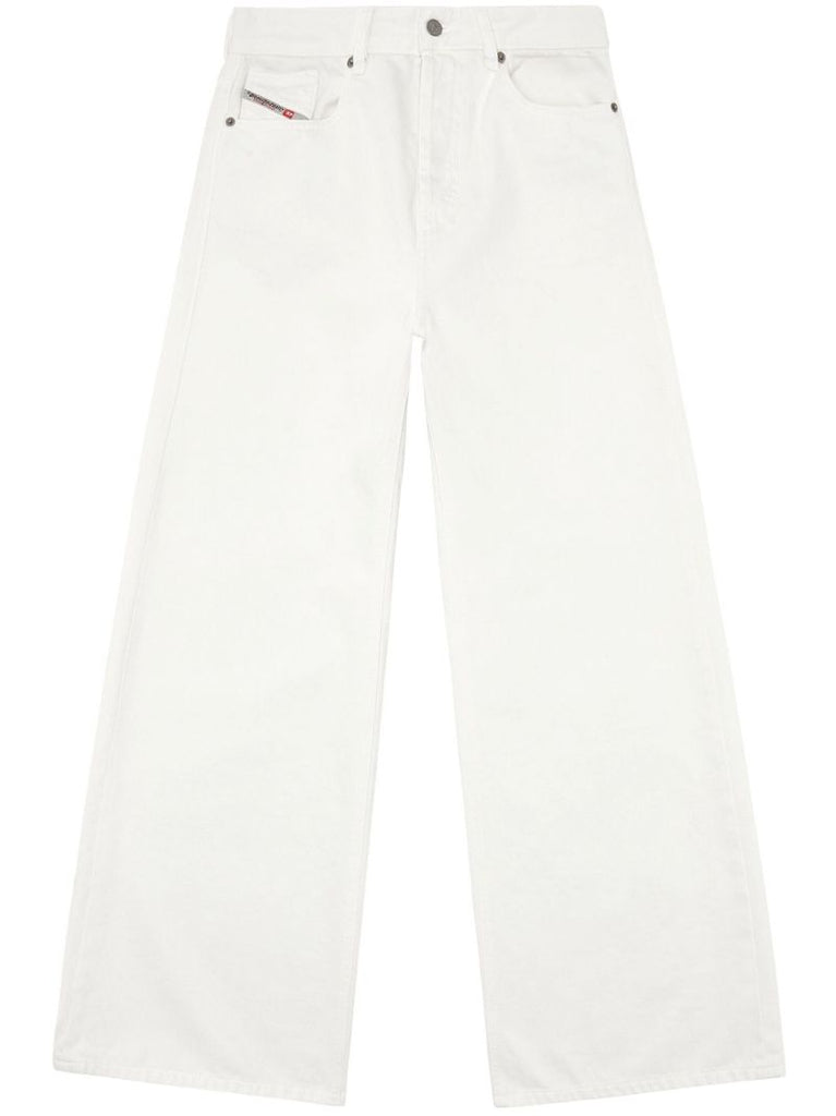 White Low-rise Wide-leg Jeans