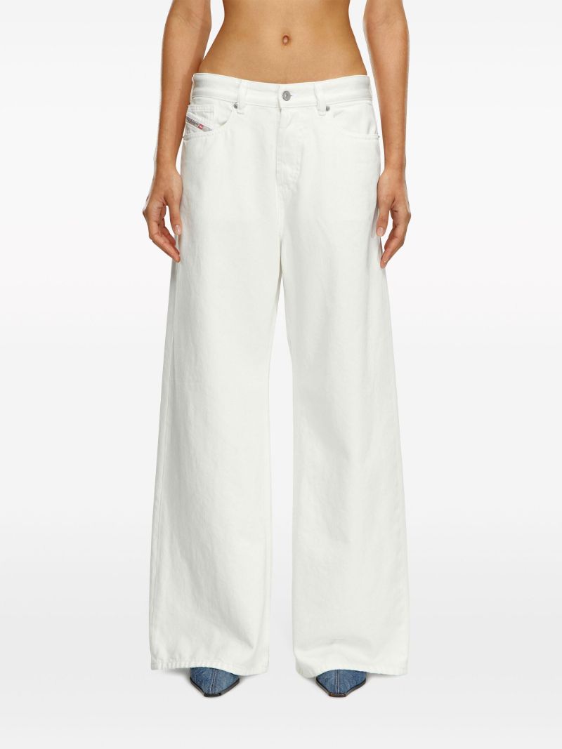 White Low-rise Wide-leg Jeans