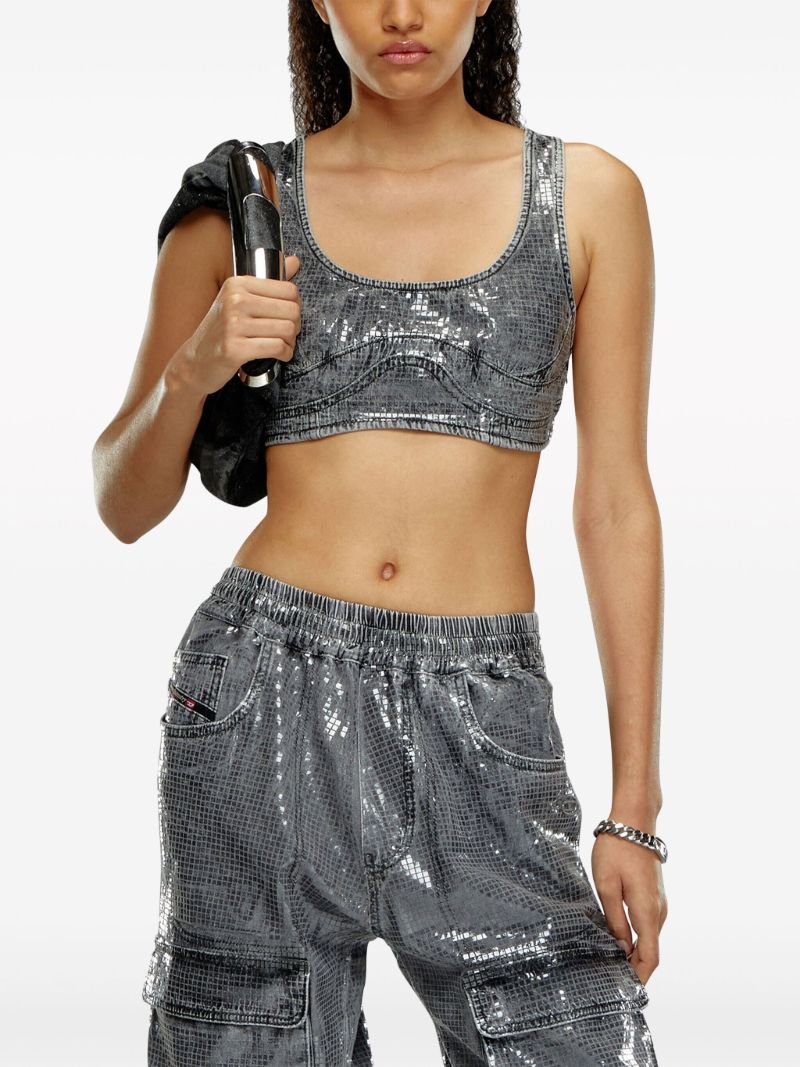 Grey De-toppy-s Denim Crop Top
