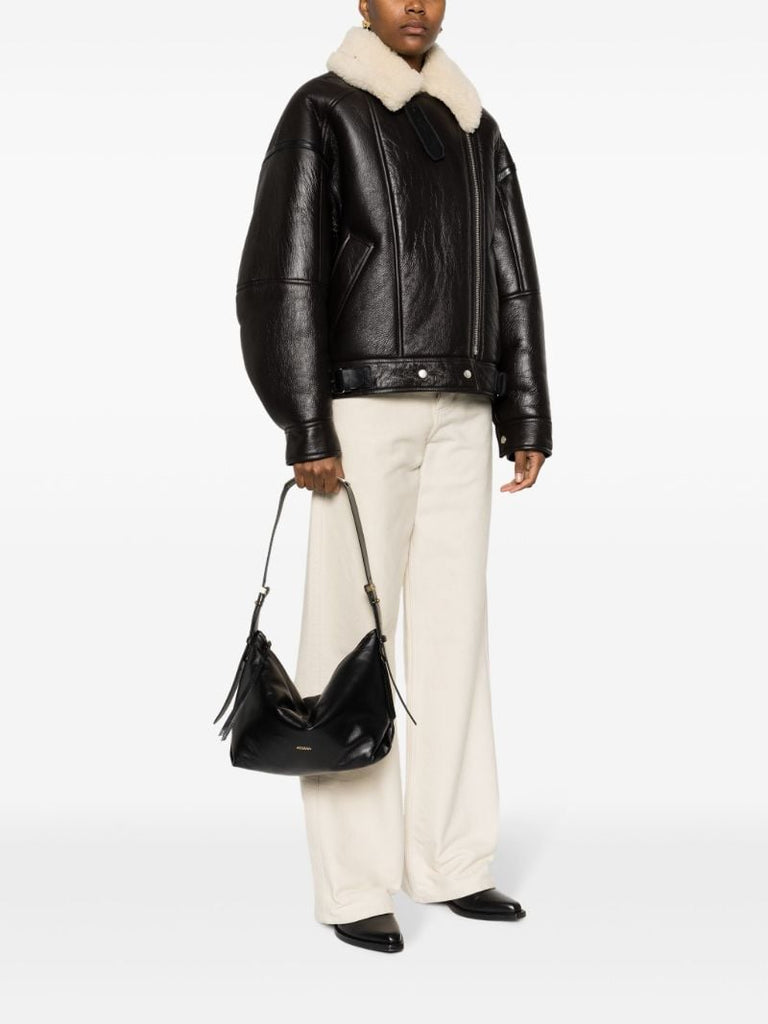 Black Leyden Leather Shoulder Bag