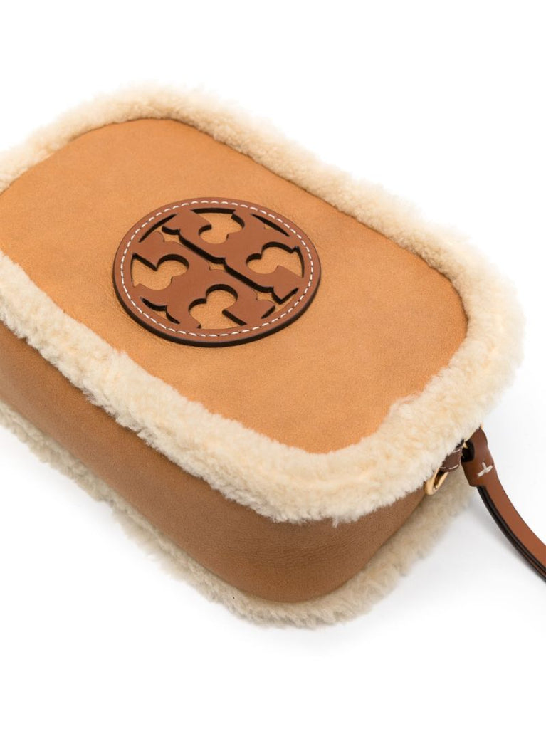 Brown Perry Bombe Shearling-trim Crossbody Bag