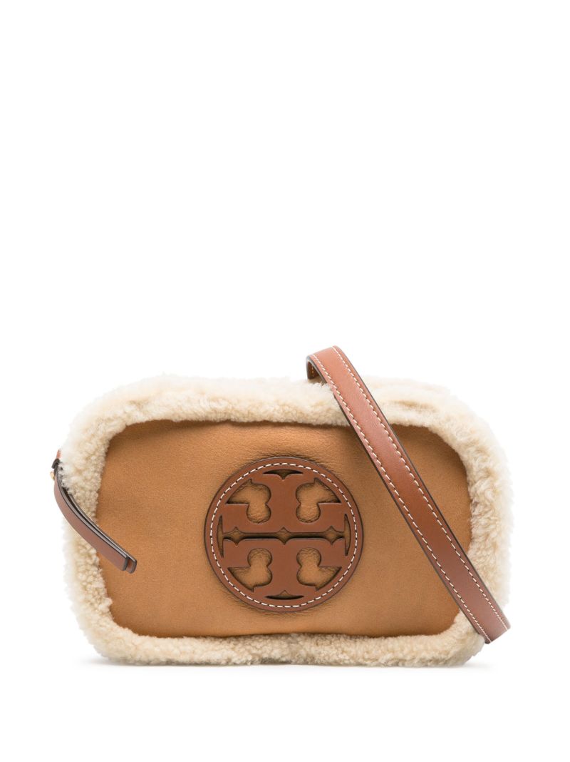 Brown Perry Bombe Shearling-trim Crossbody Bag