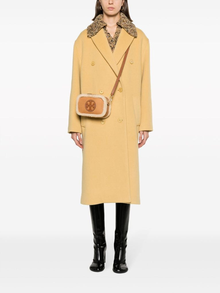 Brown Perry Bombe Shearling-trim Crossbody Bag