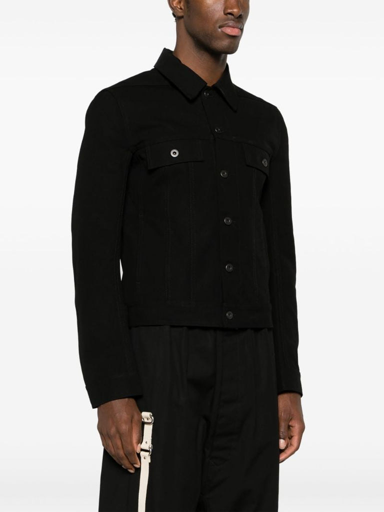 Black Trucker Cotton Shirt Jacket