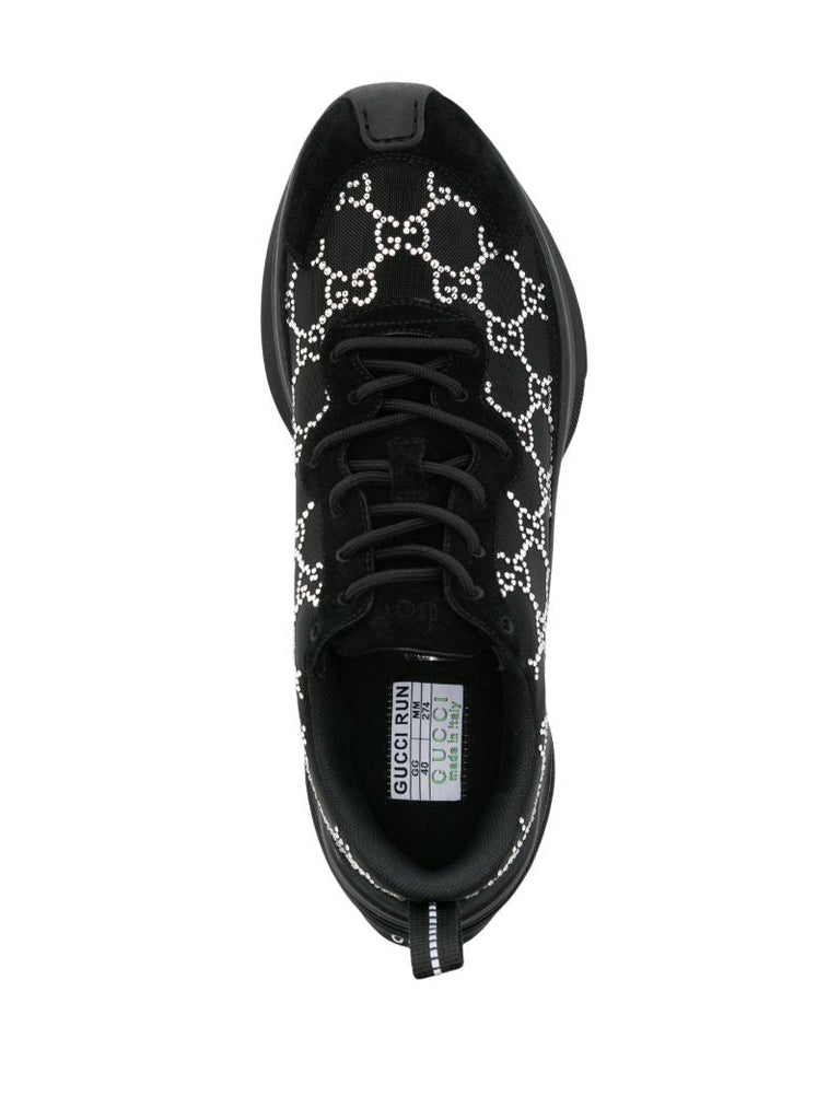 Black Gucci Run Gg Crystal-embellished Sneakers