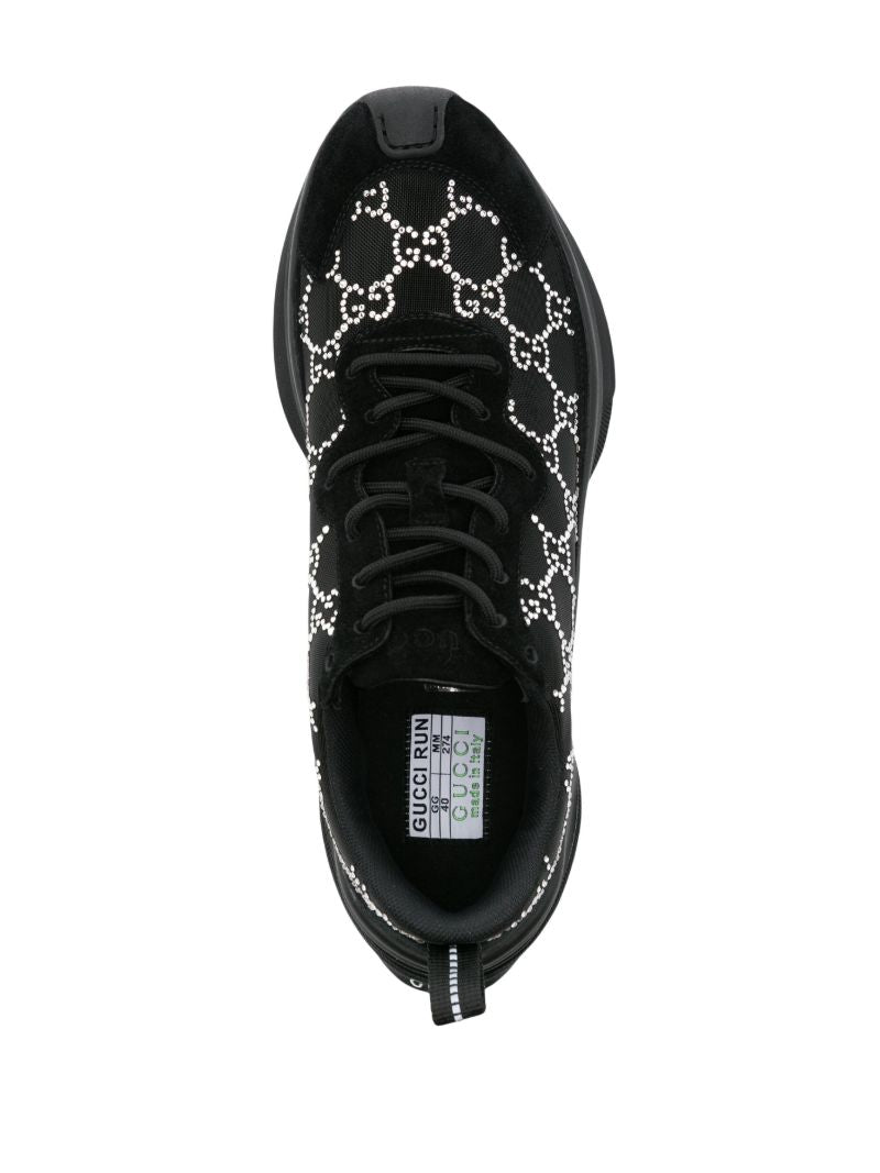Black Gucci Run Gg Crystal-embellished Sneakers