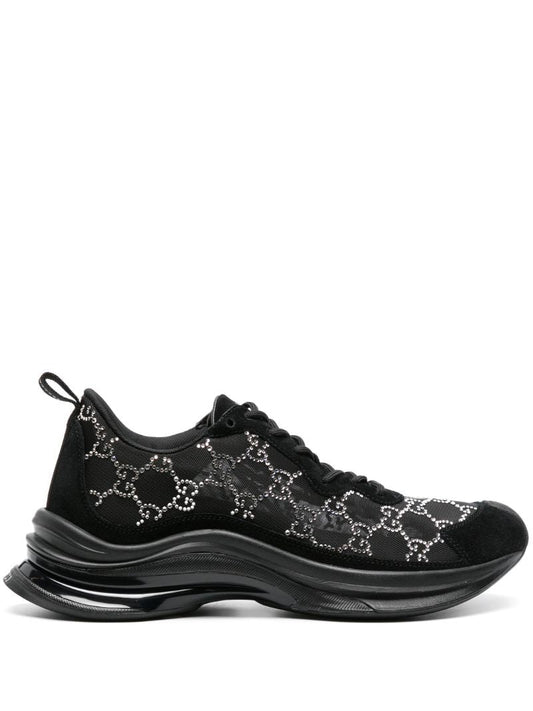 Black Gucci Run Gg Crystal-embellished Sneakers