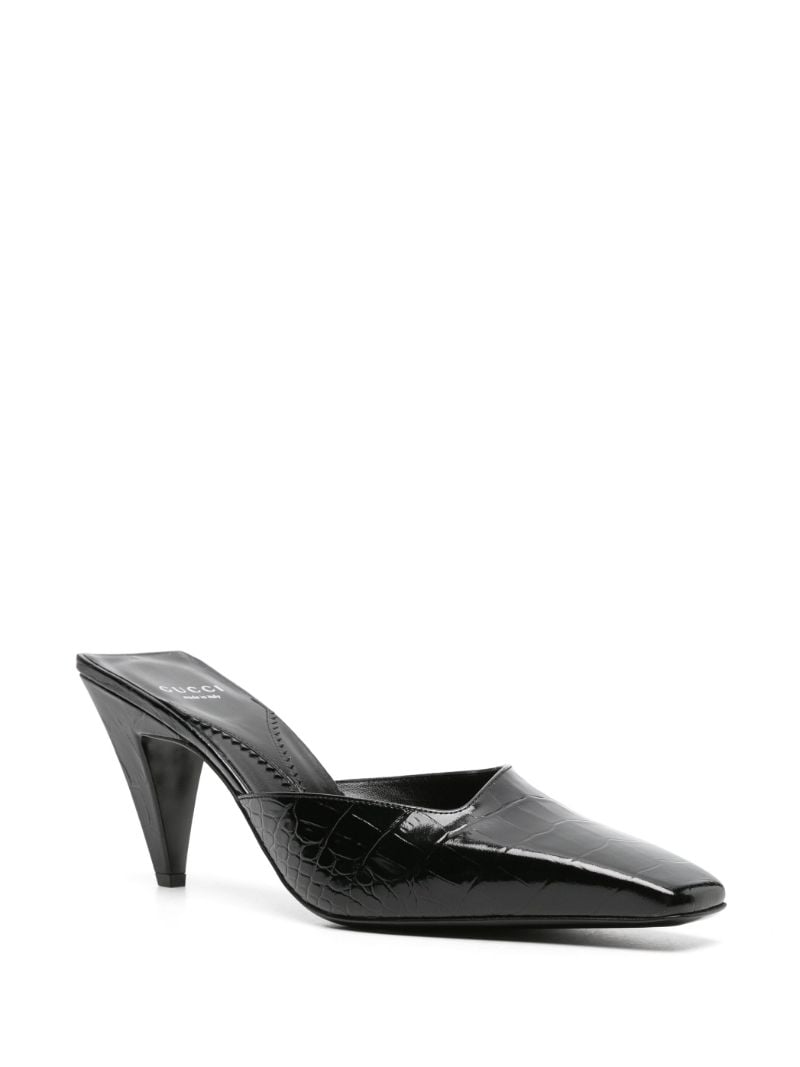 Black 75 Crocodile-effect Leather Mules