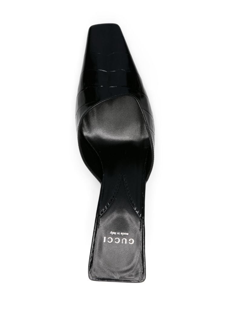 Black 75 Crocodile-effect Leather Mules