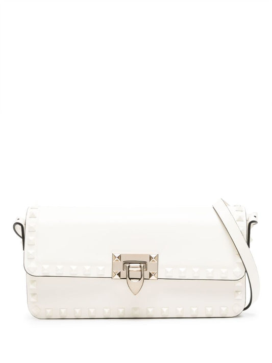 White Rockstud23 East-west Leather Shoulder Bag