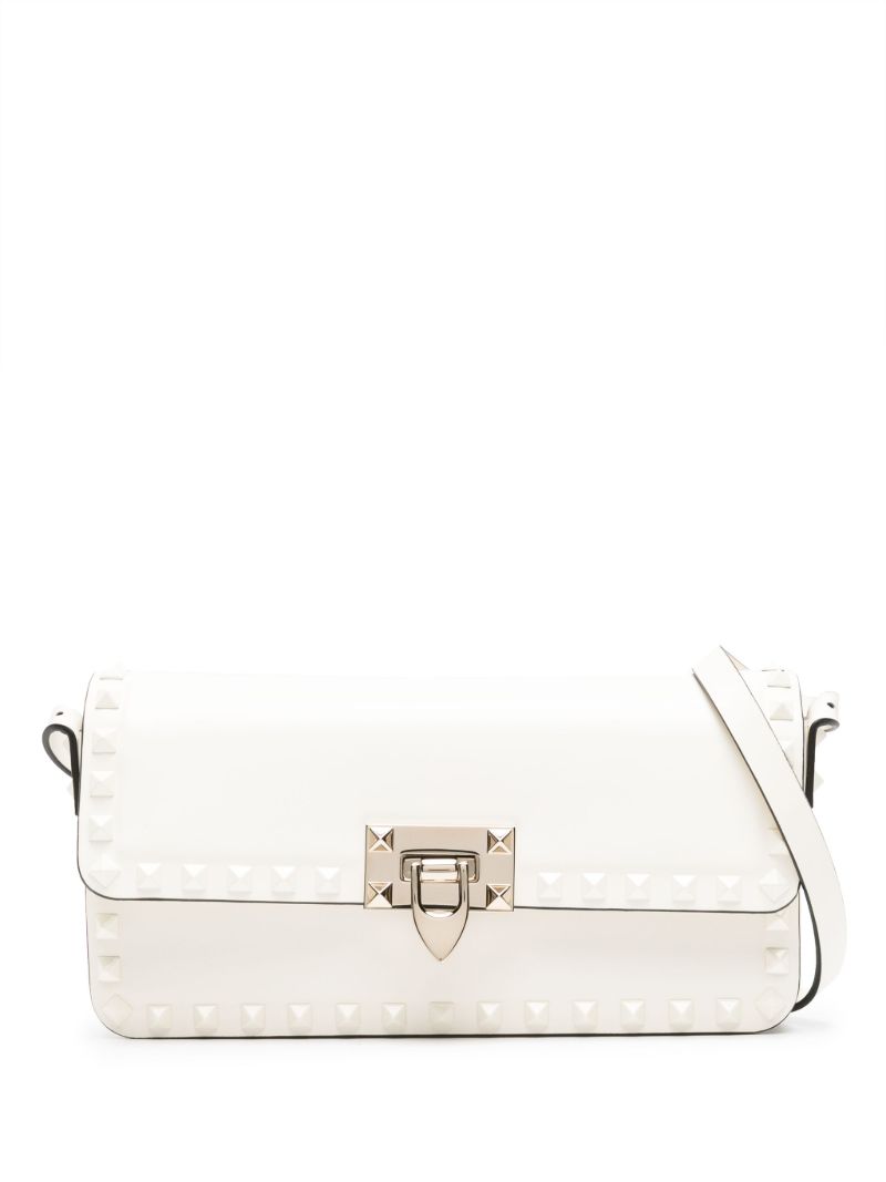 White Rockstud23 East-west Leather Shoulder Bag