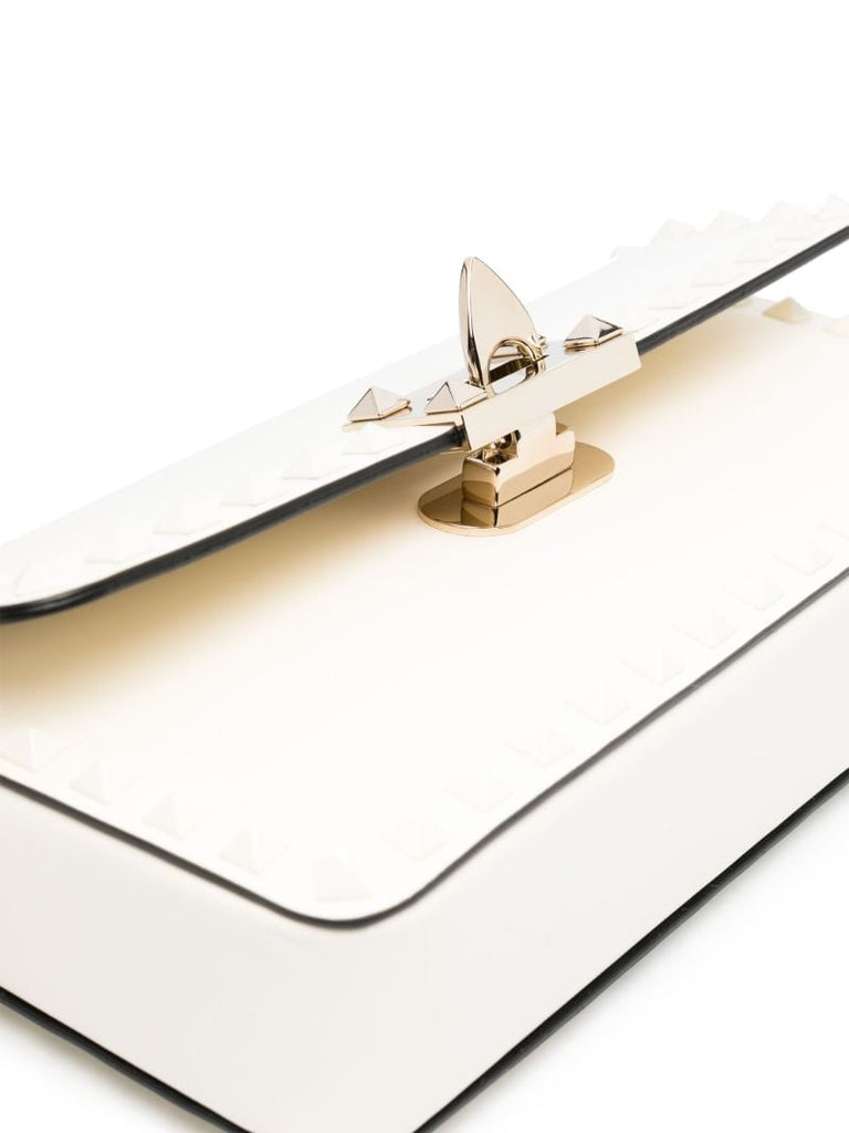 White Rockstud23 East-west Leather Shoulder Bag