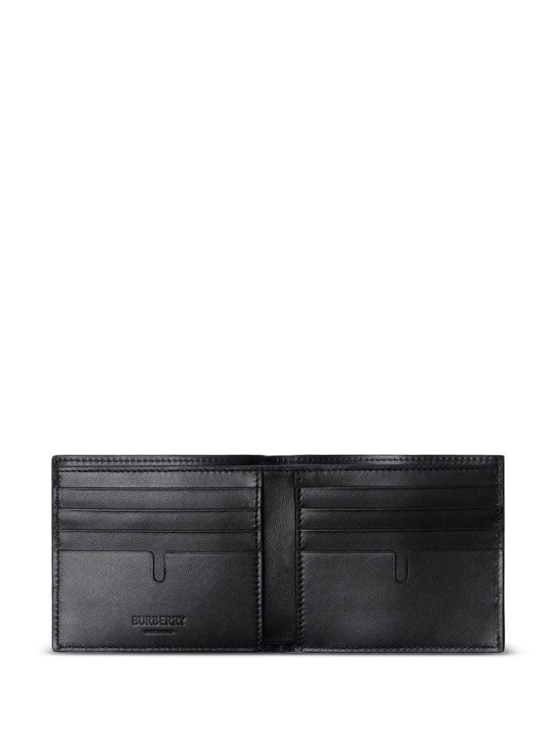 Black Embossed-check Leather Bi-fold Wallet