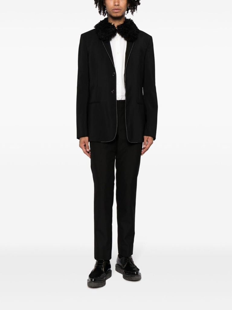 Black Straight-leg Wool Trousers