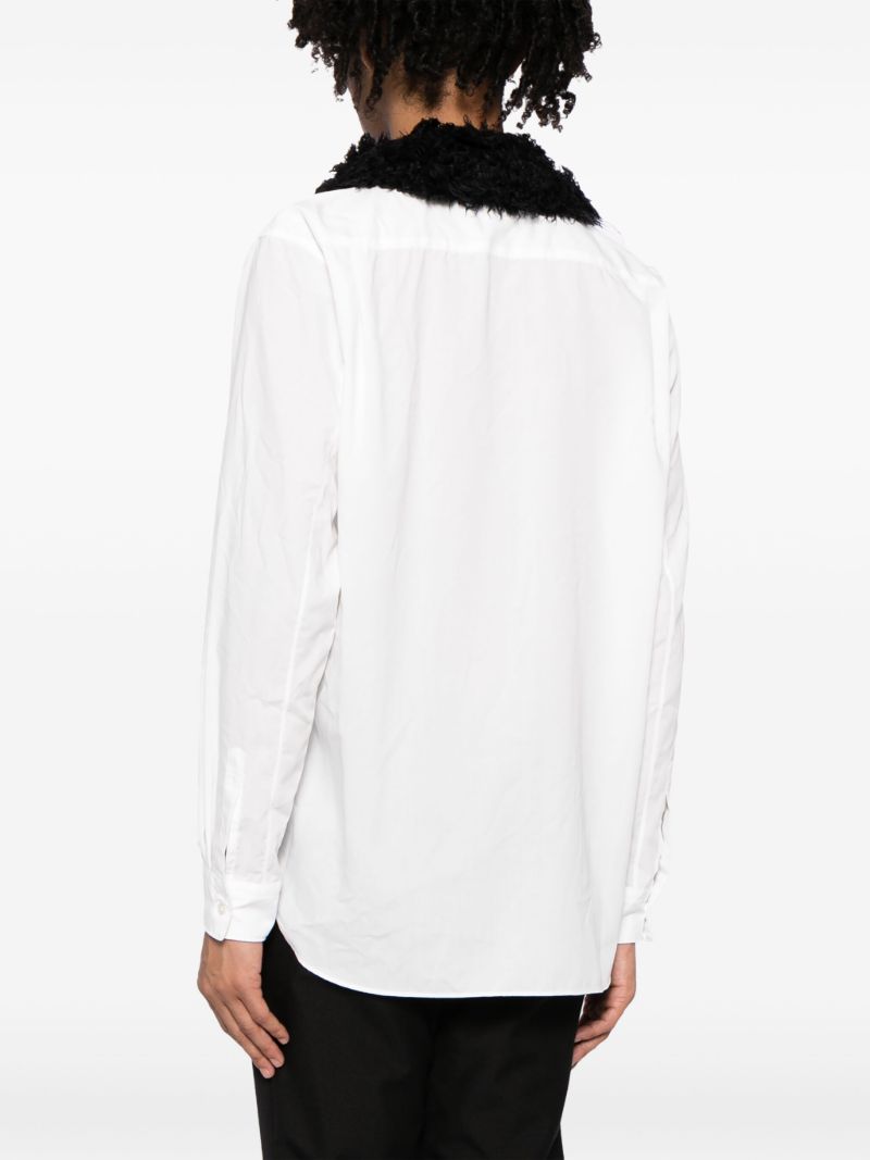 White Faux-fur Collar Shirt