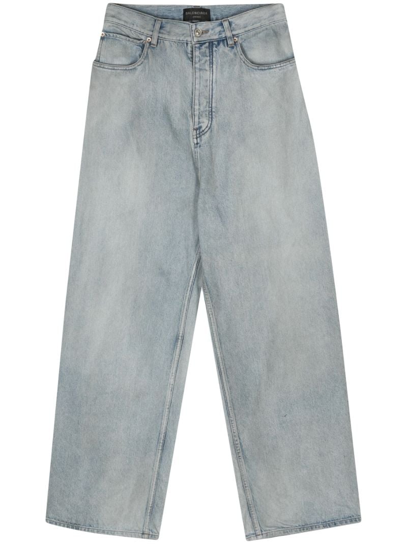 Blue Size Sticker Wide-leg Jeans