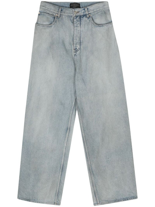 Blue Size Sticker Wide-leg Jeans