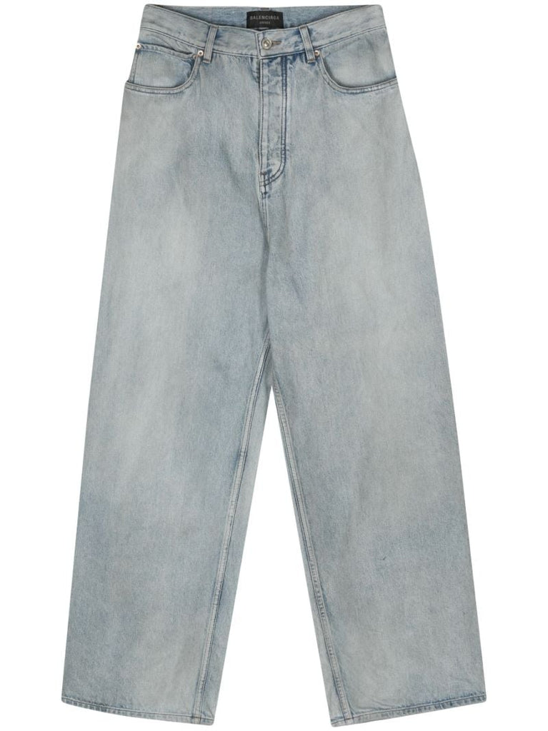 Blue Size Sticker Wide-leg Jeans