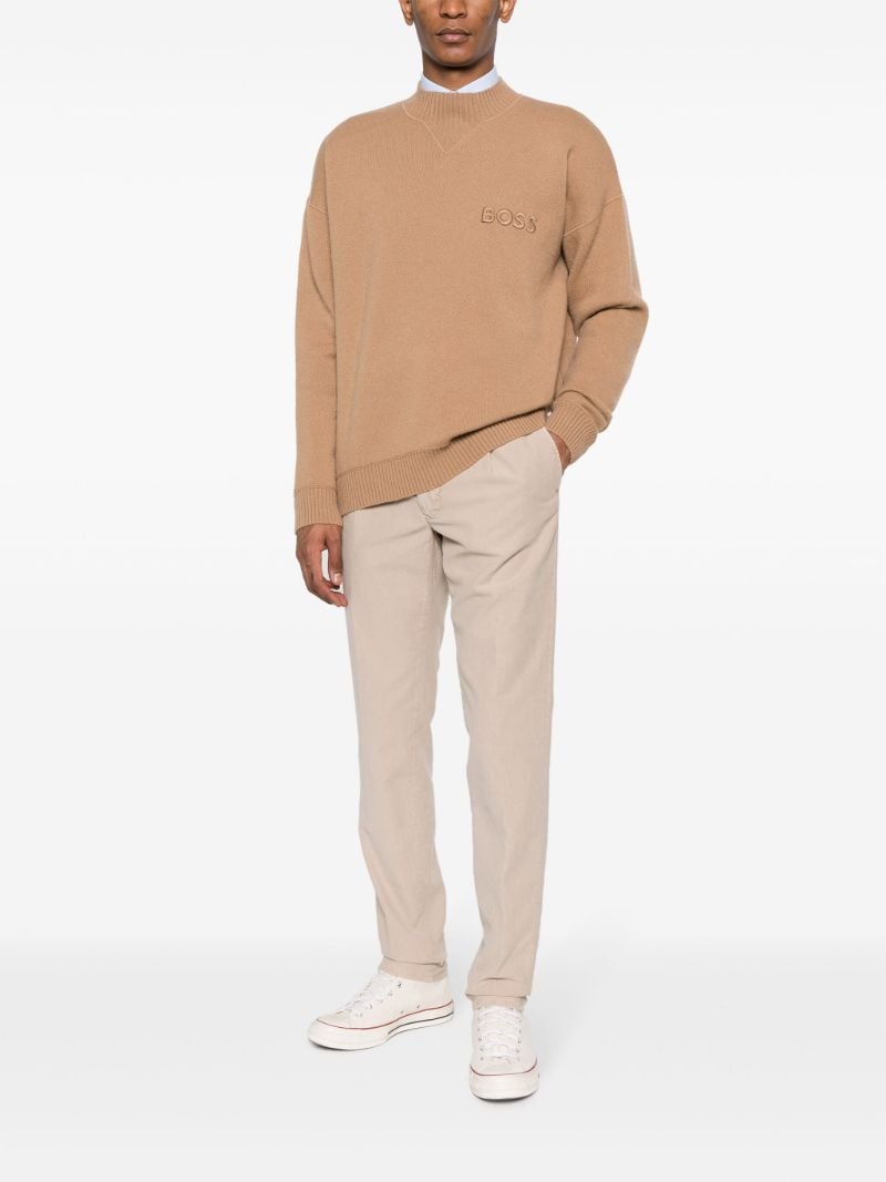Neutral Logo-embroidered Virgin Wool Sweater