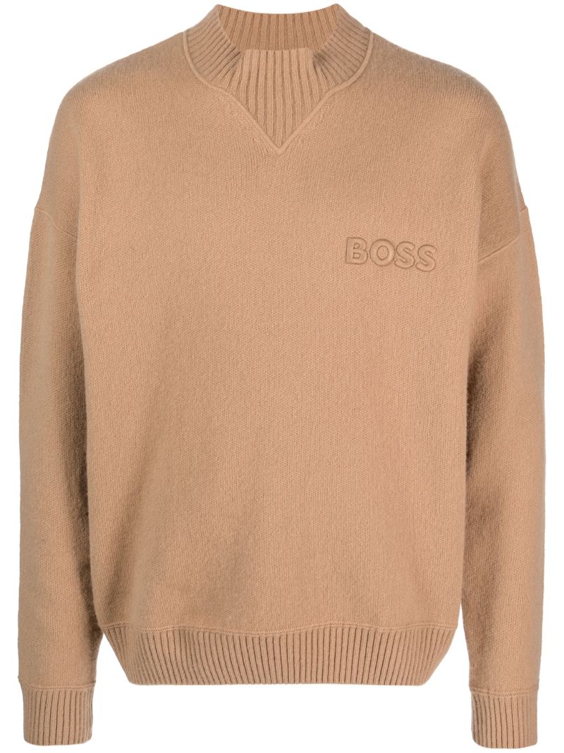 Neutral Logo-embroidered Virgin Wool Sweater