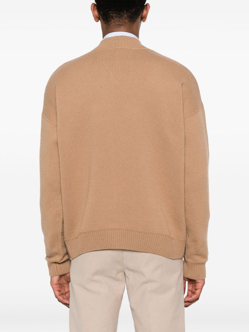 Neutral Logo-embroidered Virgin Wool Sweater