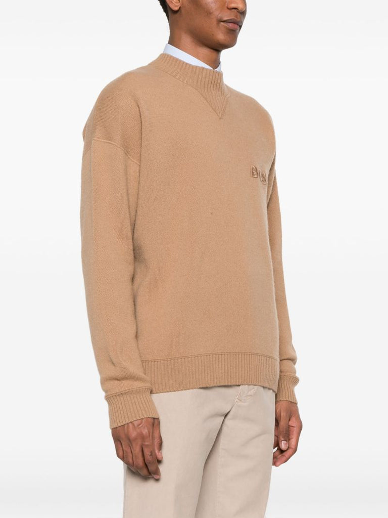 Neutral Logo-embroidered Virgin Wool Sweater