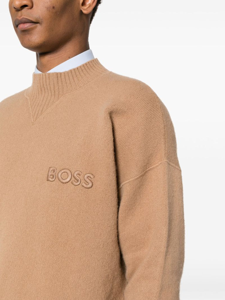 Neutral Logo-embroidered Virgin Wool Sweater