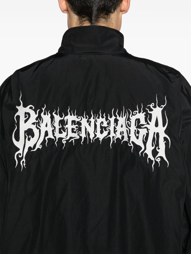 Black Diy Metal Embroidered Track Jacket