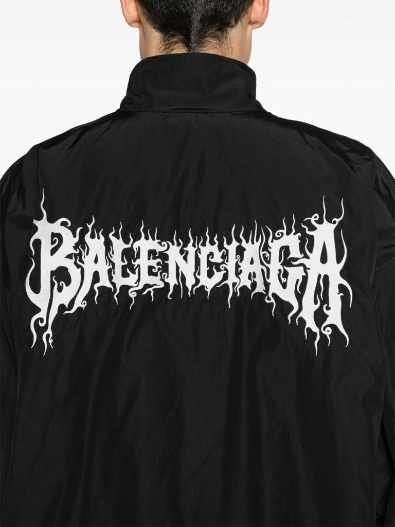 Black Diy Metal Embroidered Track Jacket