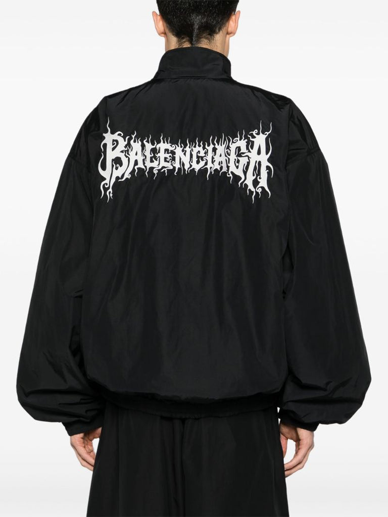 Black Diy Metal Embroidered Track Jacket