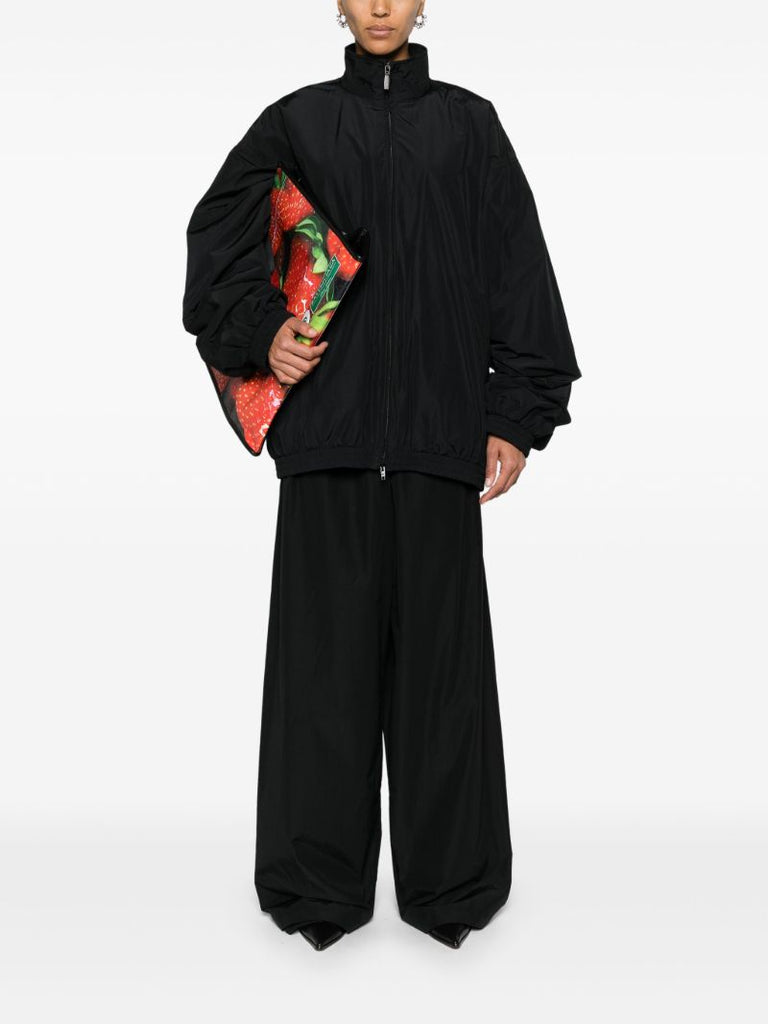 Black Diy Metal Embroidered Track Jacket
