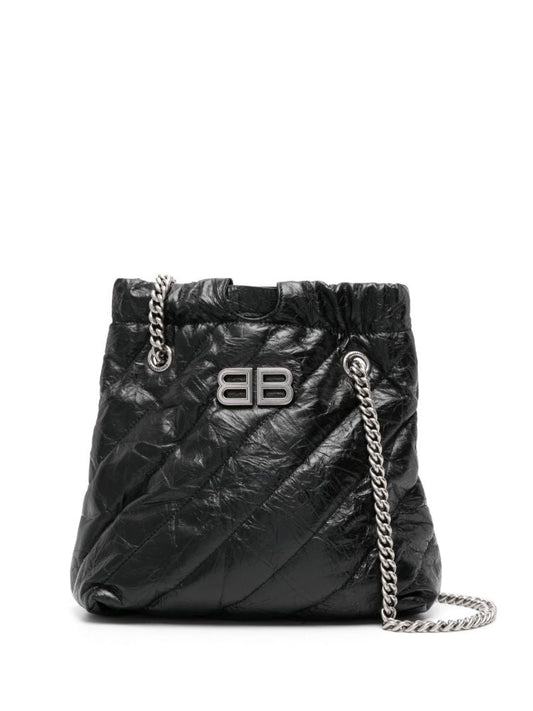 Black Crush Small Leather Tote Bag